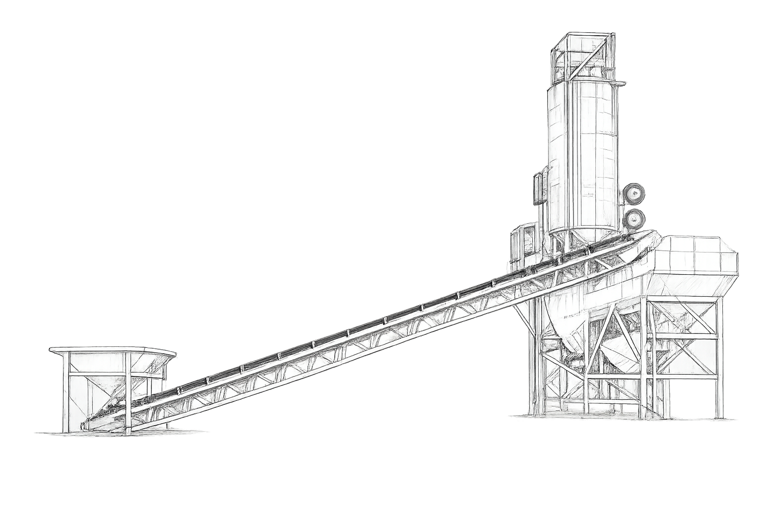 Technical sketch of ready mix plant equipment