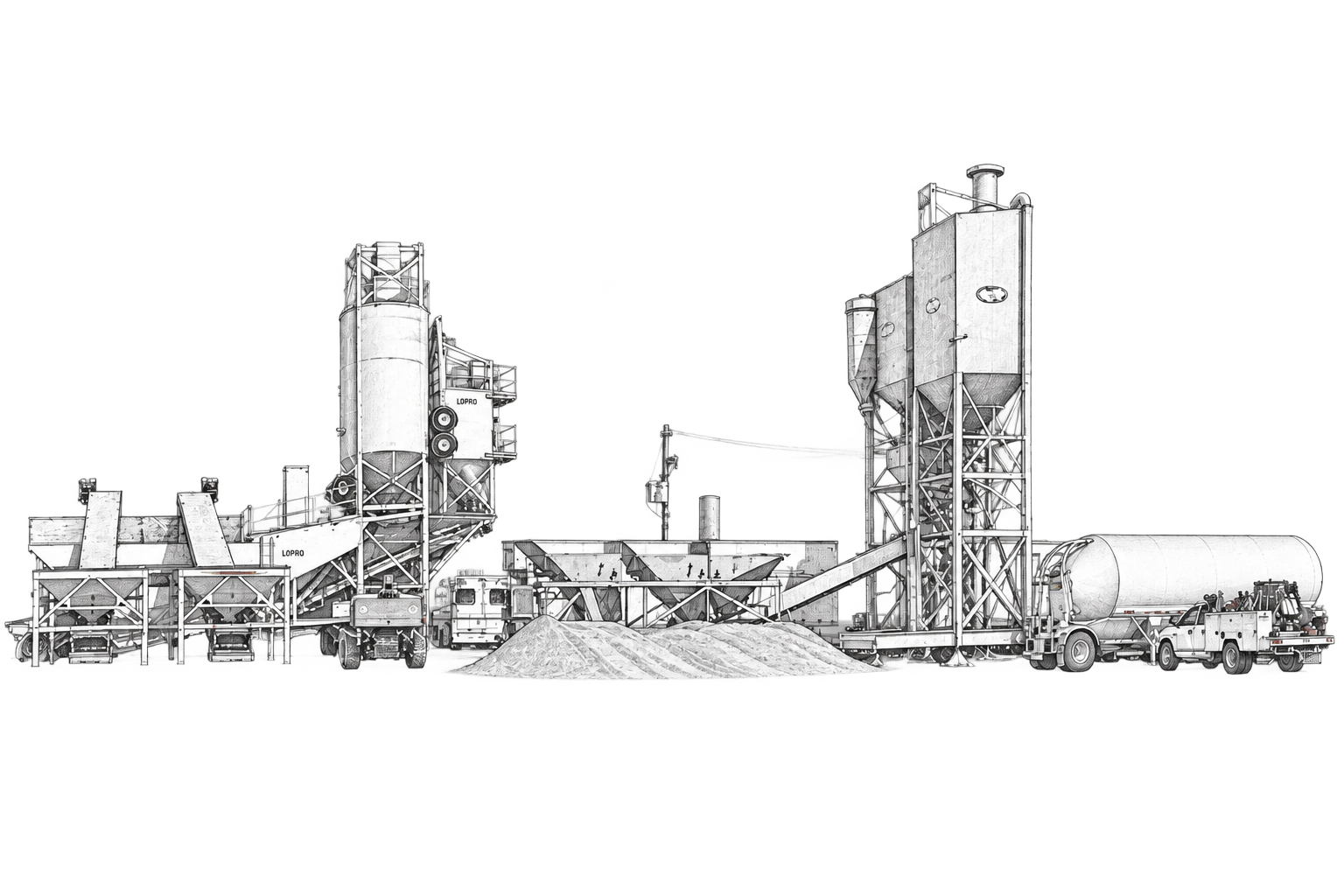 Industrial sketch of a concrete plant